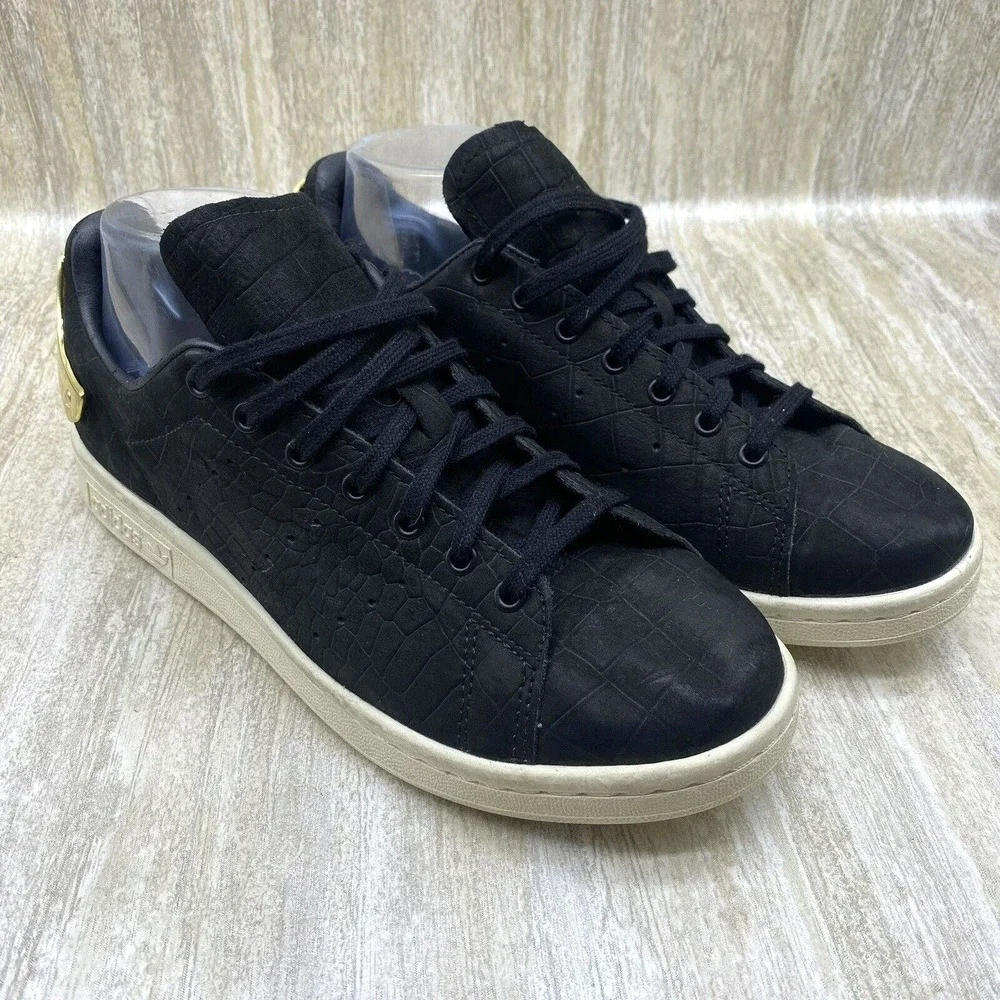 Adidas Stan Smith LIMITED Metal Plate Black Leather Croc s82482 Sneakers Shoes 7